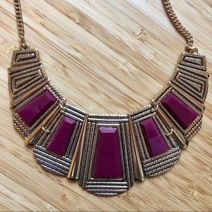 Maroon and Gold Bib Necklace